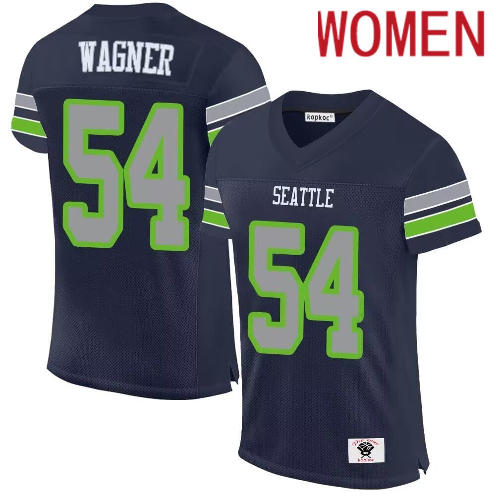 Women  Seattle Seahawks #54 Wagner blue 2024 Nike Game NFL throwback Jersey